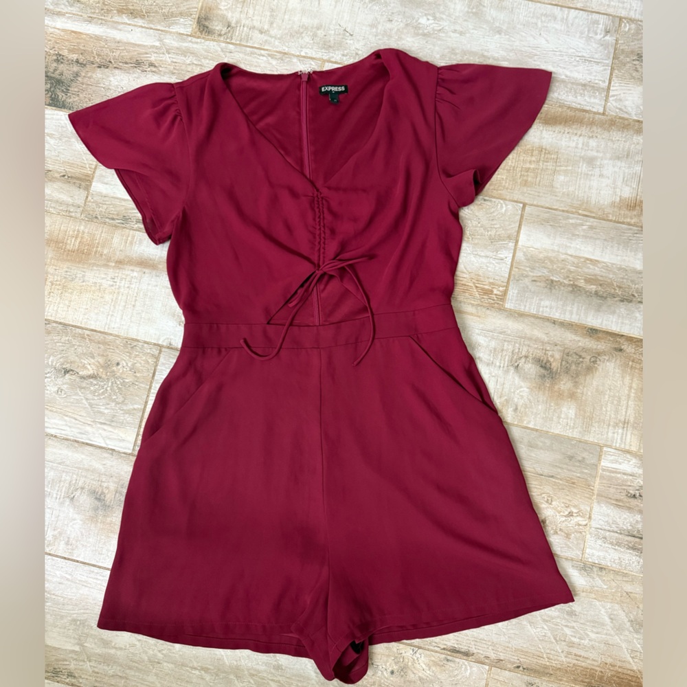 Express Deep Red Romper midsection cut out - Picture 1 of 6